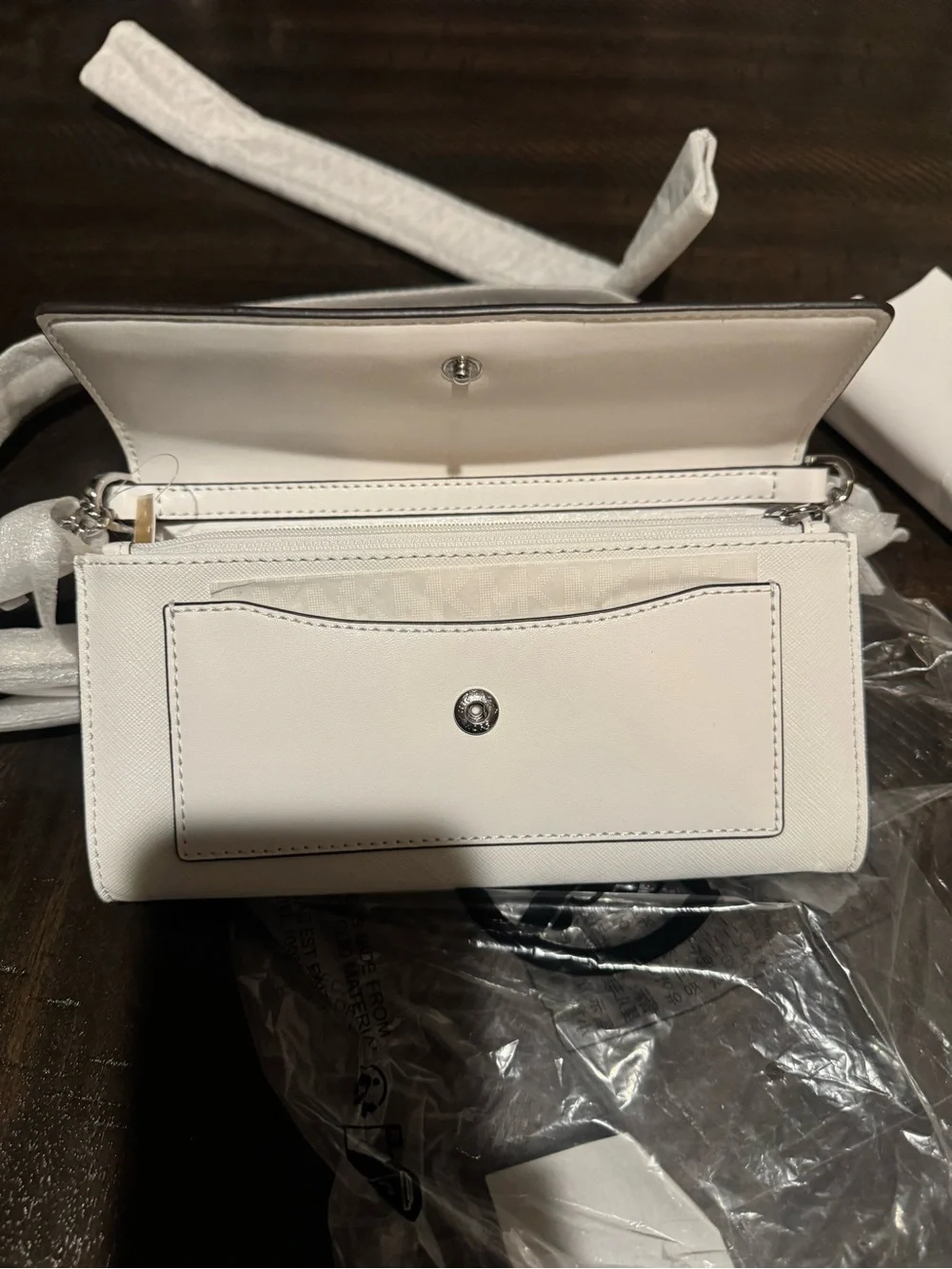 MICHAEL KORS Optic White Crossbody Wallet Bag